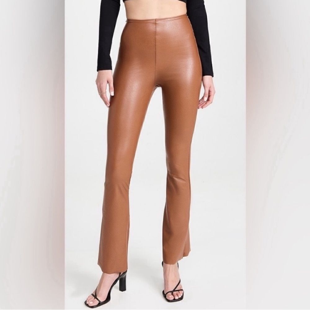 Commando perfect control faux leather flare leggings brown